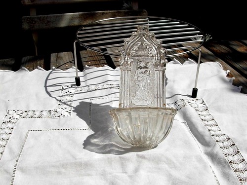 Bénitier ancien verre - bénitier,